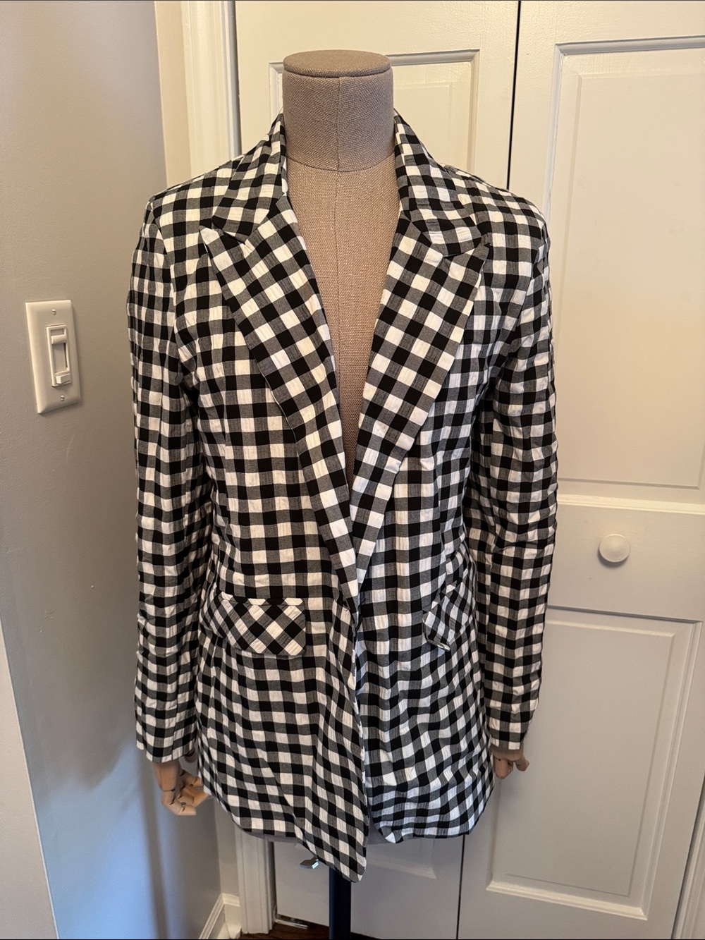 Topshop Black and White Check Blazer